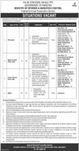 Ministry of Interior and Narcotics Control Jobs 2026 Advertisement