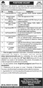 Raisani Hospital Mastung Jobs 2026 advertisement for medical staff